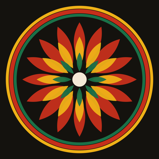 The Sellam icon: a lacquer lotus in red, yellow and green